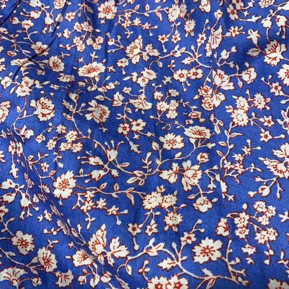 MADEWELL NWOT V-Neck Puff Sleeve Top in Summer Vines Hermitage Blue - Picture 5 of 10